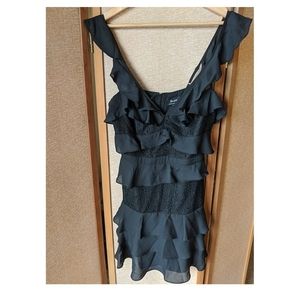 Ruffle black formal dress